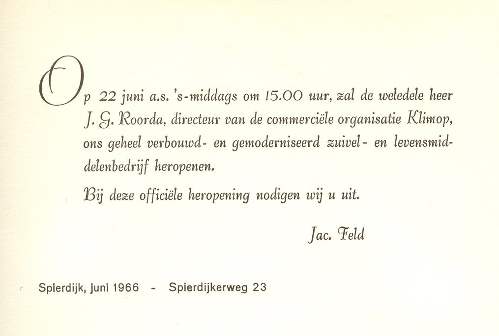 1966 Opening klimopwinkel Jac Feld