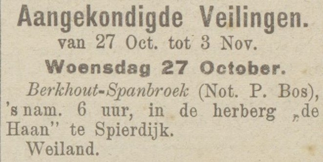 Herberg de Haan; De Nieuwe Courant, 27 oktober 1915
